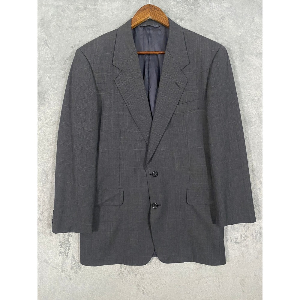 Hickey Freeman Blazer Mens 40R Grey Boardroom Glen Plaid 100% Wool Two Button